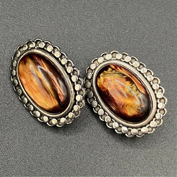 Little Studs Jewelry - Stunning Amber Lucite Statement Clip On Earrings